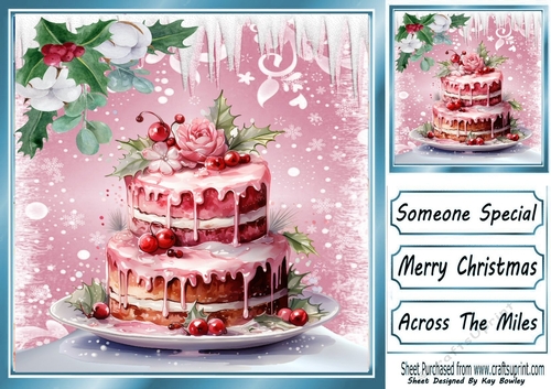 Lovely Delicious Pink Cake With Snow & Icicles 8x8 One