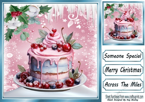 Lovely Delicious Pink Cake With Snow & Icicles 8x8 Two