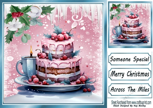 Lovely Delicious Pink Cake With Snow & Icicles 8x8 Three