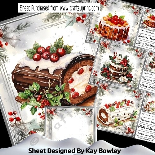 4 Yummy Christmas Cakes Wih Red Berries 8x8 Mini Kit
