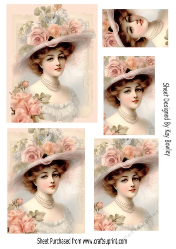 Elegant Vintage Lady With Roses Pyramids (One)