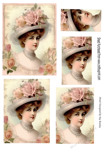 Elegant Vintage Lady With Roses Pyramids (Two)