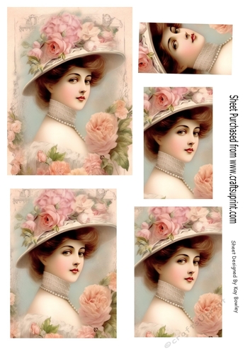 Elegant Vintage Lady With Roses Pyramids (Three)