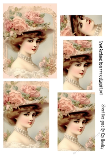 Elegant Vintage Lady With Roses Pyramids (Four)