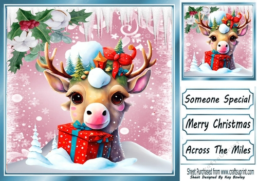 Cute Reindeer In The Snow 8x8