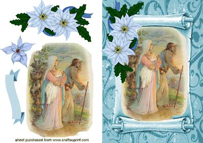 Mary and Joseph on a Blue Scroll