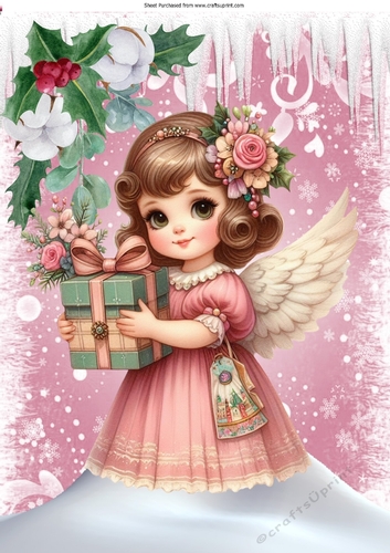 Pink Christmas With Sweet Angel A4 (One)
