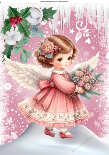Pink Christmas With Sweet Angel A4 (Two)
