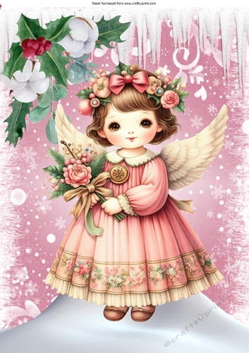 Pink Christmas With Sweet Angel A4 (Four)
