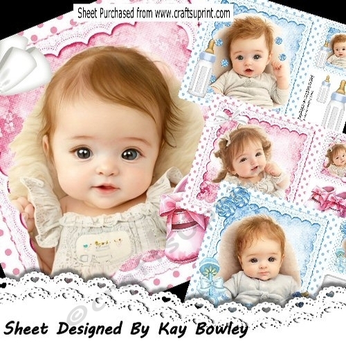 4 Cute Babies, Boys/Girls 8x8 Card Fronts Mini Kit