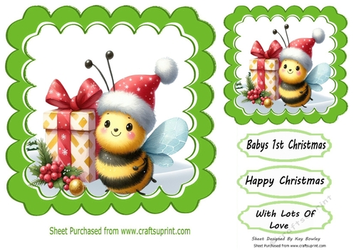 Cute Little Bumble Bee With Christmas 7X7 Frame  (Two)
