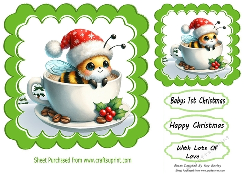 Cute Little Bumble Bee With Christmas 7X7 Frame  (Three)