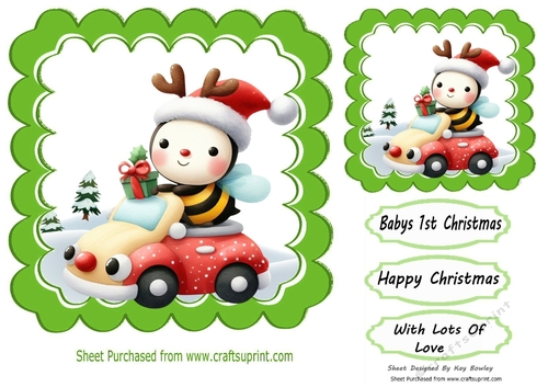 Cute Little Bumble Bee With Christmas 7X7 Frame (Four)