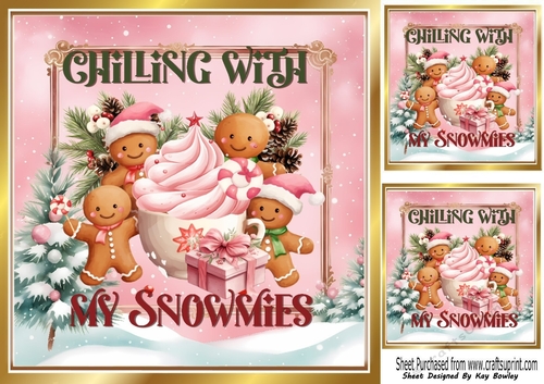 Pink Christmas With Tree & My Snowmies With Words 8x8