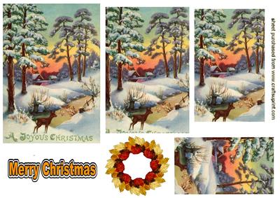 Christmas Woodland with Deers Pyramids