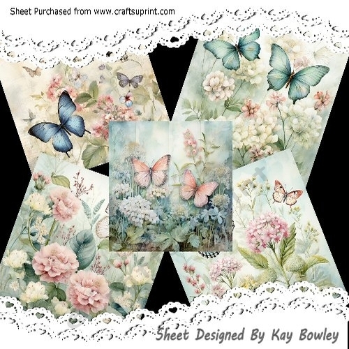 5 Pretty Butterflies In Flower Gardens 8x8 Cards Mini Kit