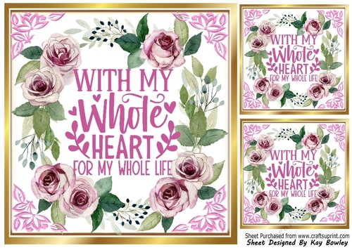 Pretty 8x8 Frame Of Circle Of Pink Roses Love Sentiment (Two)