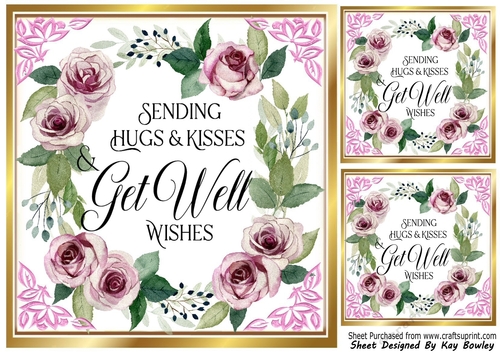 Pretty 8x8 Frame Of Circle Of Pink Roses GET WELL Sentiment (One)