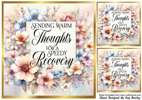  Pretty Pastel Flowers 8x8 GET WELL Card