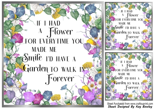 Pretty Silver & Floral Frame 8X8 With  FlORAL GARDEN Verse