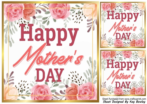Pretty Peach Roses For MOTHERS DAY 8x8 Card