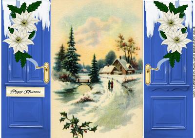 Beautiful Painted Christmas Scene Gatefold