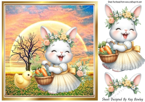 Sweet little Bunny With Chick & Sunset 8X8 (Three)