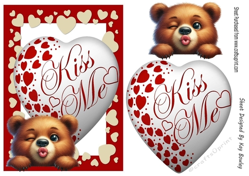 Lovely Red A5 KISS ME Heart With  A Bear