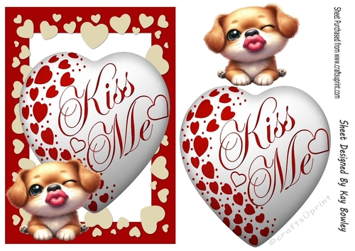 Lovely Red A5 KISS ME Heart With  A Puppy