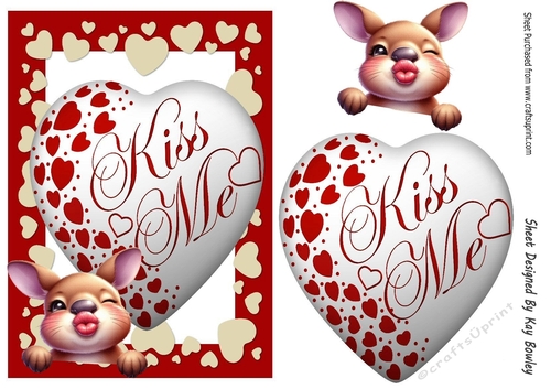 Lovely Red A5 KISS ME Heart With  A Rabbit