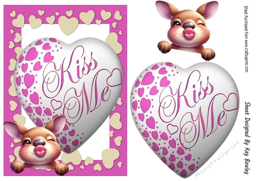 Lovely Pink A5 KISS ME Heart With  A Rabbit