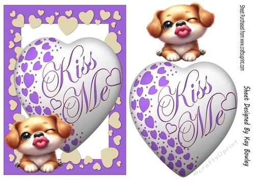 Lovely Purple A5 KISS ME Heart With  A Puppy