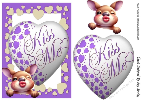Lovely Purple A5 KISS ME Heart With  A Rabbit