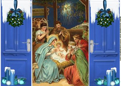 Beautiful Nativity Scene with Baby Jesus Gatefold