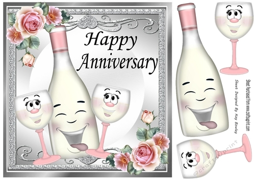 Lovely Toony Pink Bottle/Champers For ANNIVERSARY 8x8