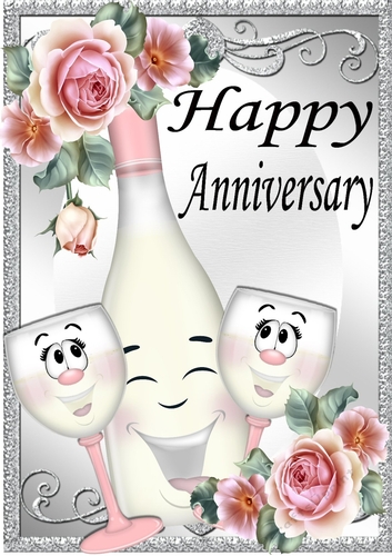 Lovely Toony Pink Bottle/Champers For ANNIVERSARY A4