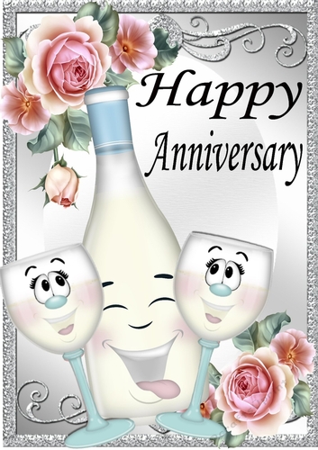 Lovely Toony BLUE Bottle/Champers For ANNIVERSARY A4