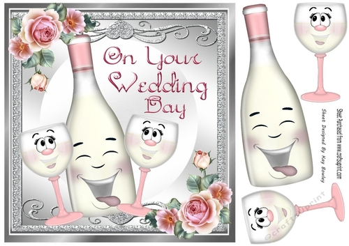 Lovely Toony Pink Bottle/Champers For WEDDING 8x8