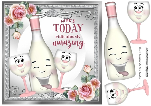 Lovely Toony Pink Bottle/Champers For MAKE DAY AMAZING 8x8
