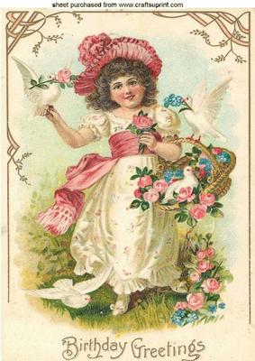 Pretty Lady with Doves A4 Topper