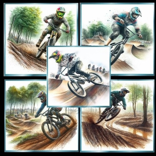 5 BMX Bike Riders  With Woodlands 8x8 Mini Kit