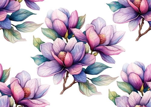 Pretty Purple Flowers Backing Paper (One) A4 Big