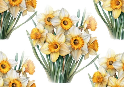 Pretty Yellow/White Daffs Backing Paper (Three) A4 Big