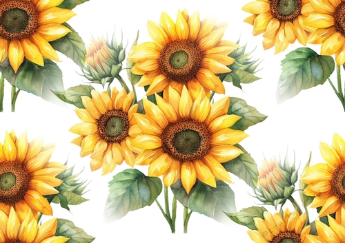Pretty Yellow Sunflowers Backing Paper (Four) A4 Big