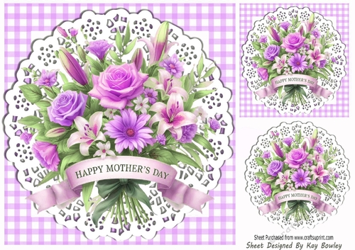 Gingham & Lace Lilac Flowers for MOTHERS DAY 8x8