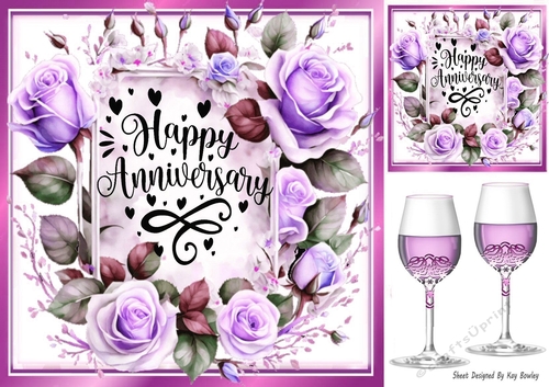 Pretty Lilac Roses & Champagne For Anniversary 8x8