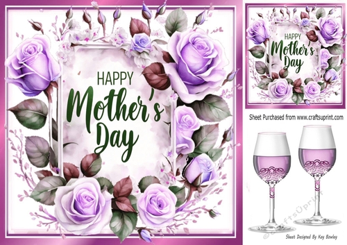 Pretty Lilac Roses & Champagne For Mothers Day 8x8