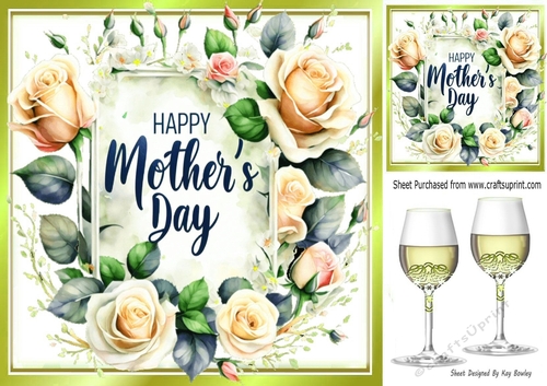 Pretty Peach Roses & Champagne For Mothers Day 8x8