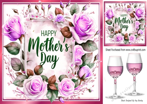 Pretty Pink Roses & Champagne For Mothers Day 8x8