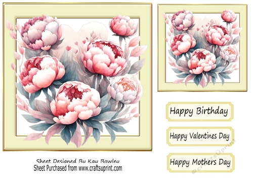 Pretty Cream 7x7 Frame With Pink Peonies (One)
